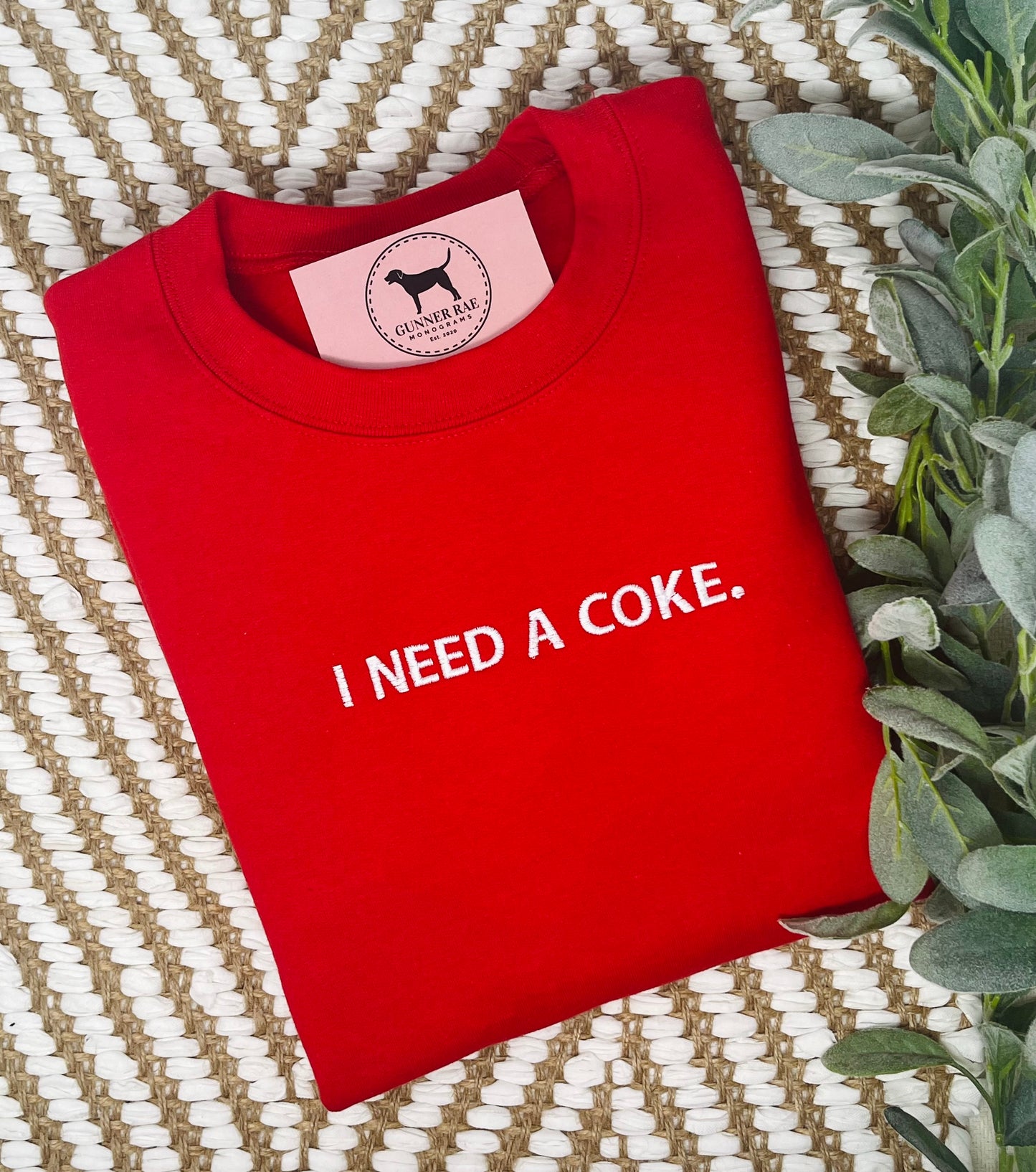I NEED A SODA Custom Embroidered T-shirt or Sweatshirt