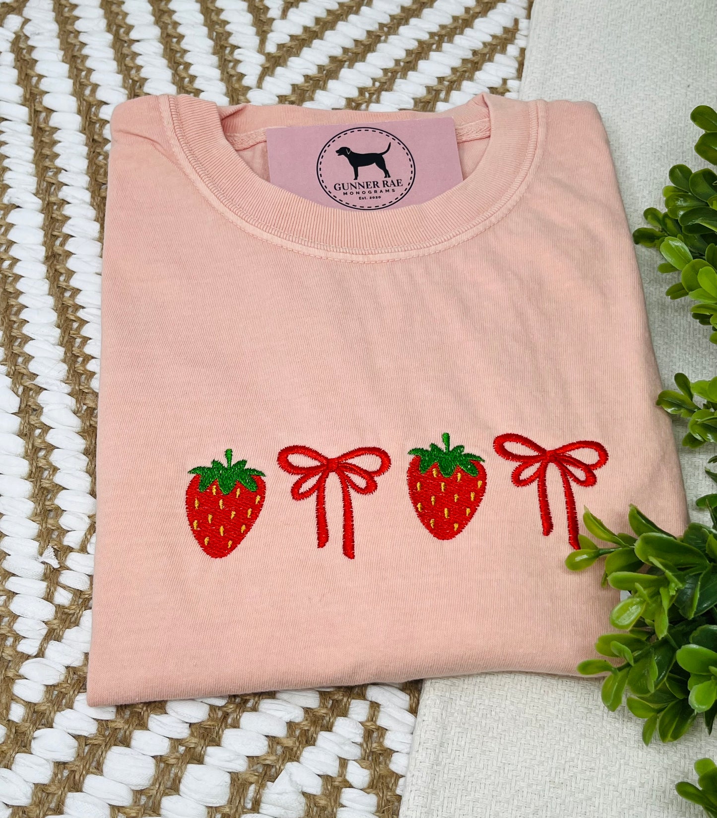 Strawberry Bow Embroidered T-shirt or Sweatshirt