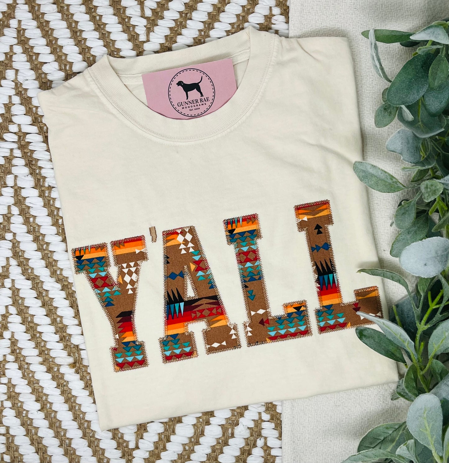 Y'ALL Applique Embroidered T-shirt or Sweatshirt (AZTEC)