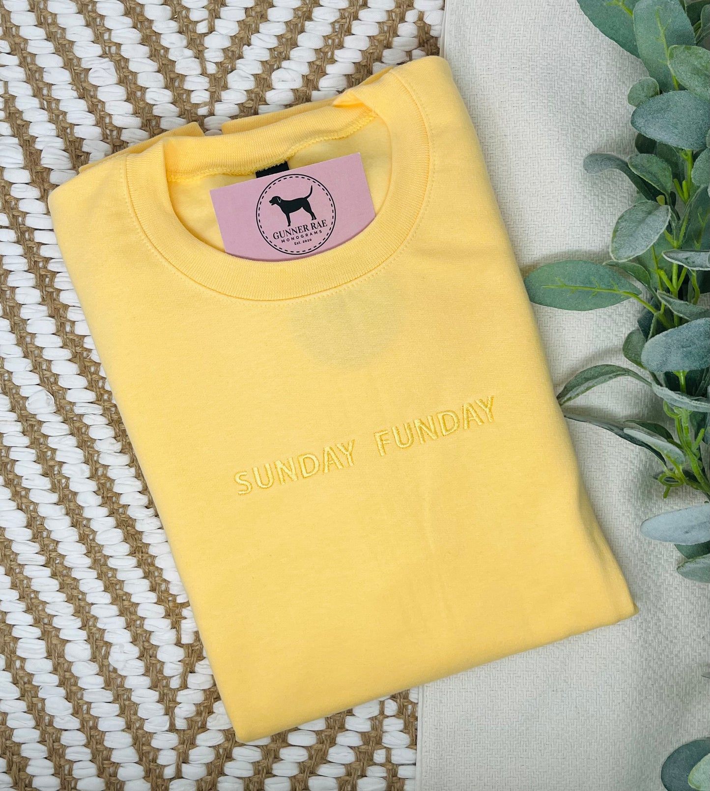 SUNDAY FUNDAY Custom Embroidered T-shirt or Sweatshirt