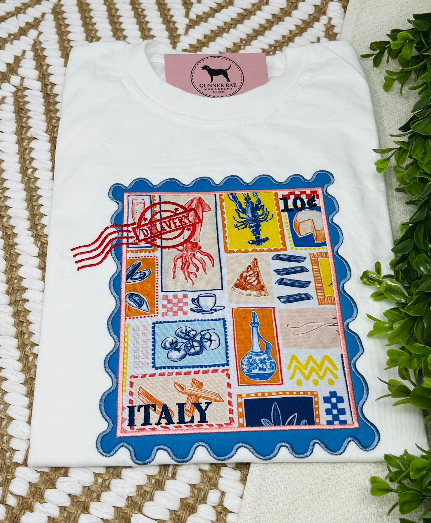 Italian Stamp Applique T-shirt or Sweatshirt