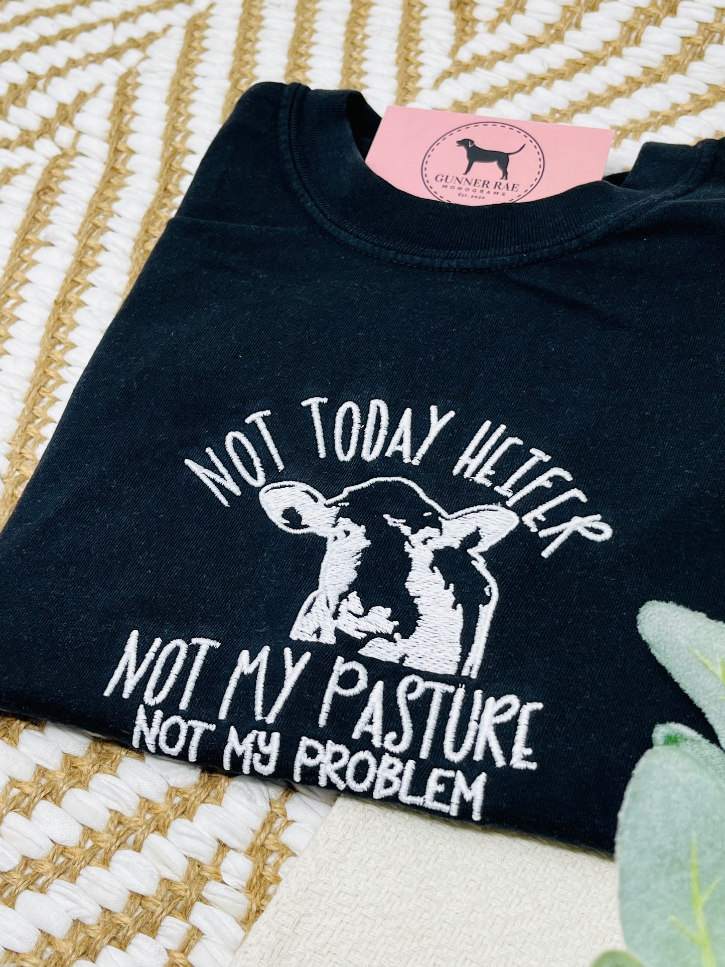 NOT TODAY HEIFER, NOT MY PASTURE, NOT MY PROBLEM Embroidered T-shirt or Sweatshirt