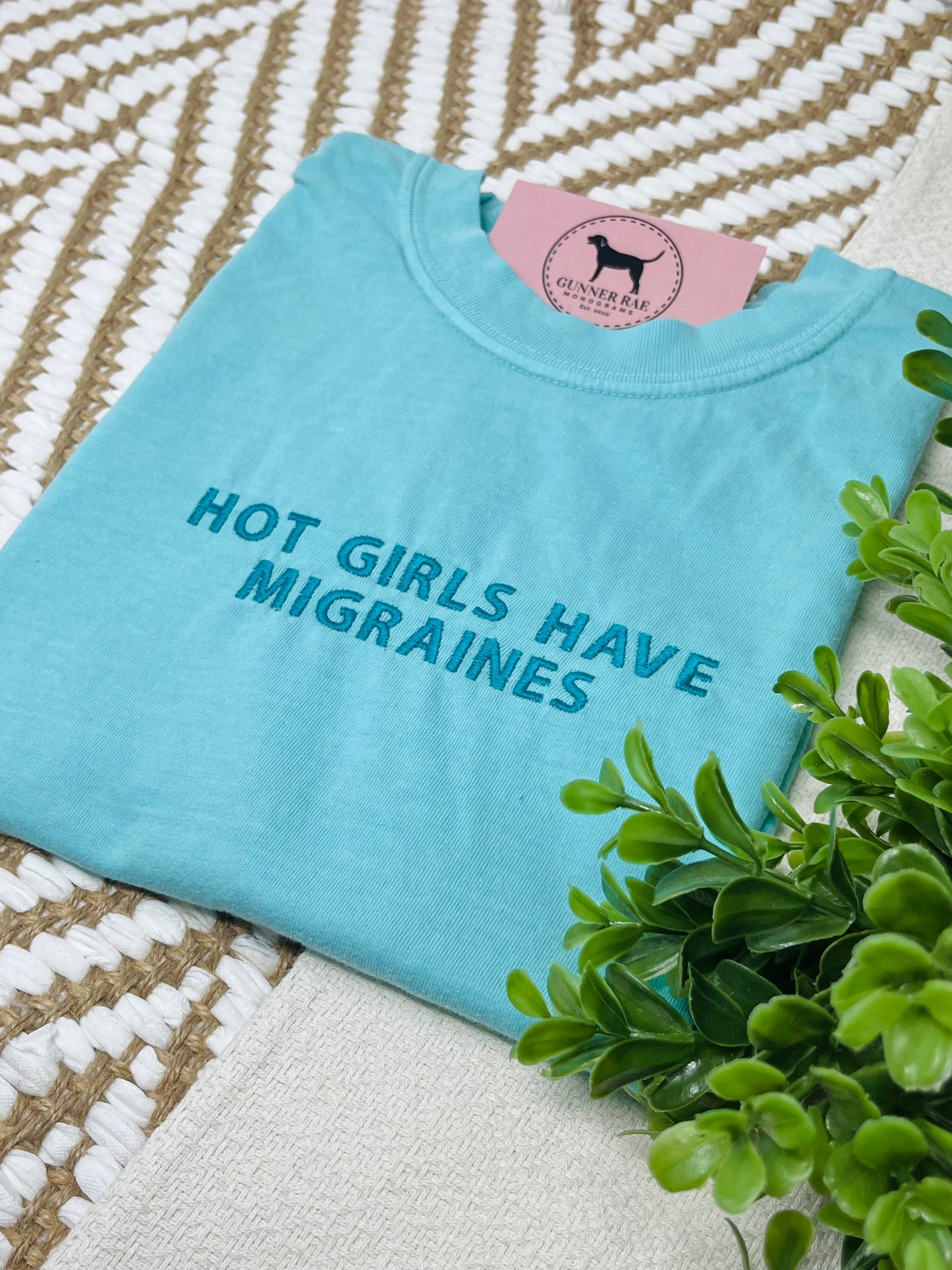 HOT GIRLS HAVE MIGRAINES Custom Embroidered T-shirt or Sweatshirt