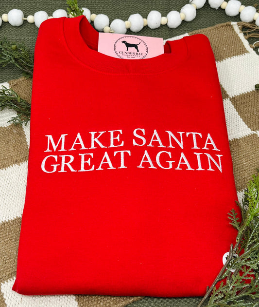 MAKE SANTA GREAT AGAIN Embroidered T-shirt or Sweatshirt