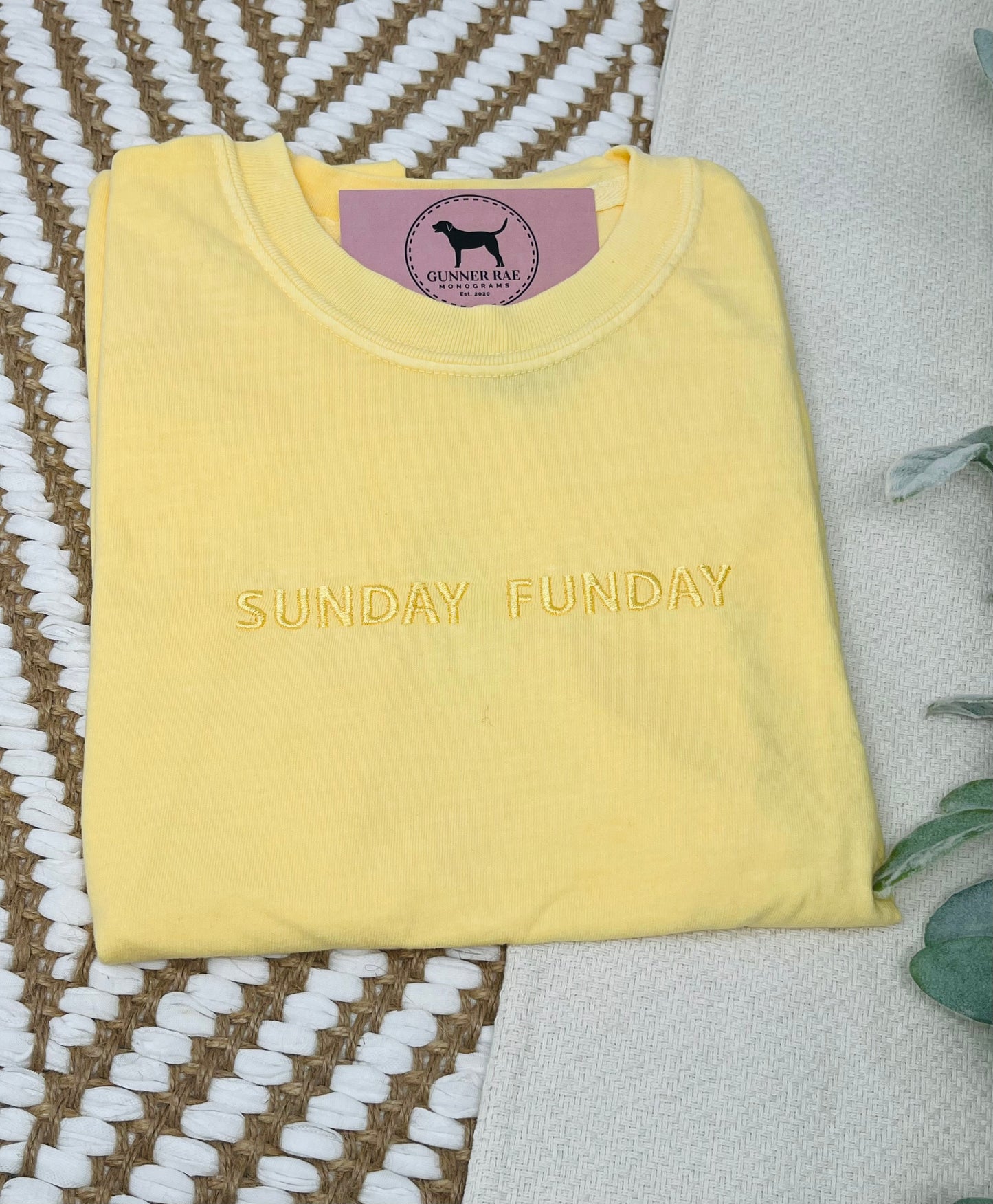 SUNDAY FUNDAY Custom Embroidered T-shirt or Sweatshirt