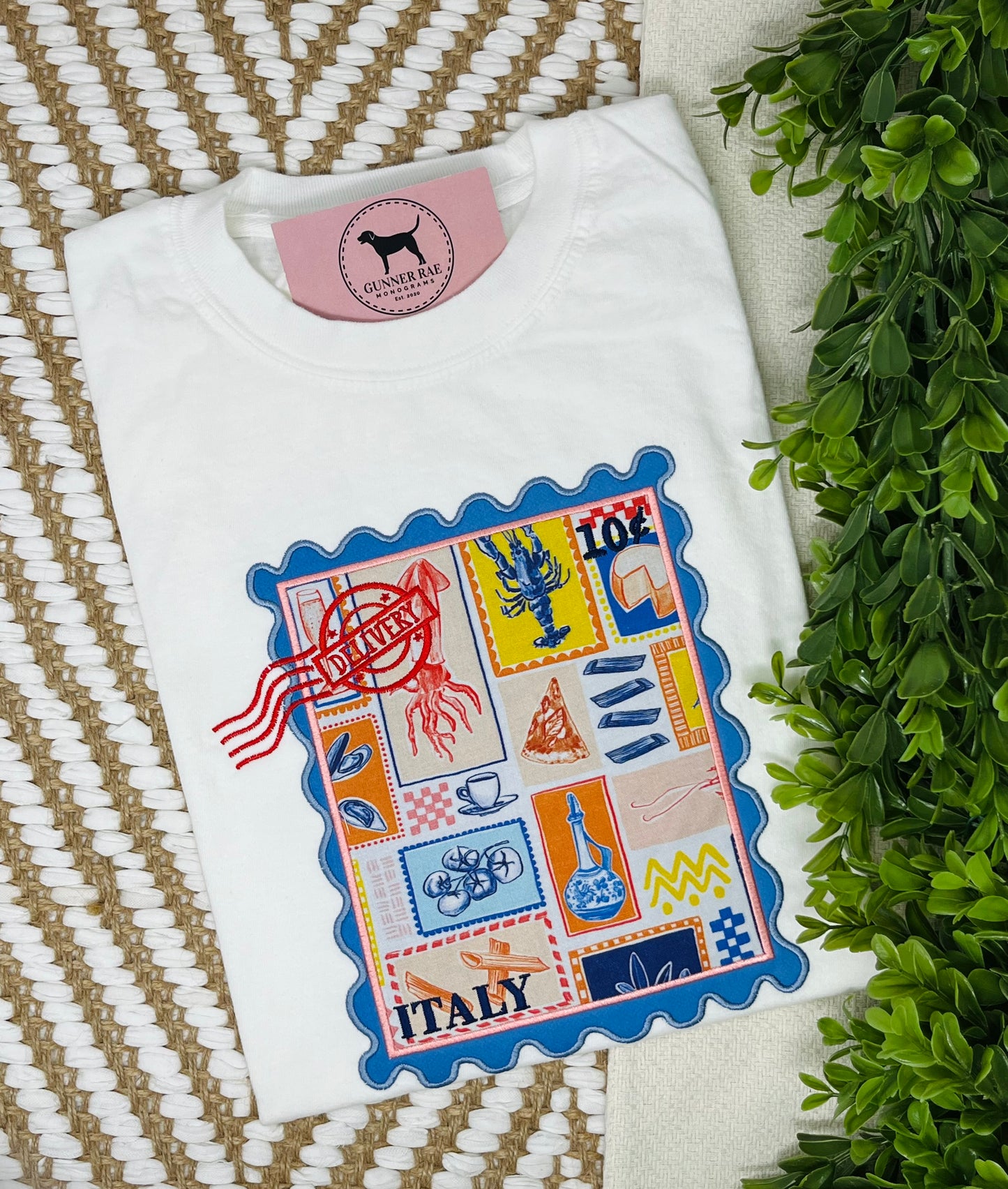 Italian Stamp Applique T-shirt or Sweatshirt