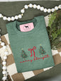 MERRY & BRIGHT BOW RED Embroidered T-shirt or Sweatshirt