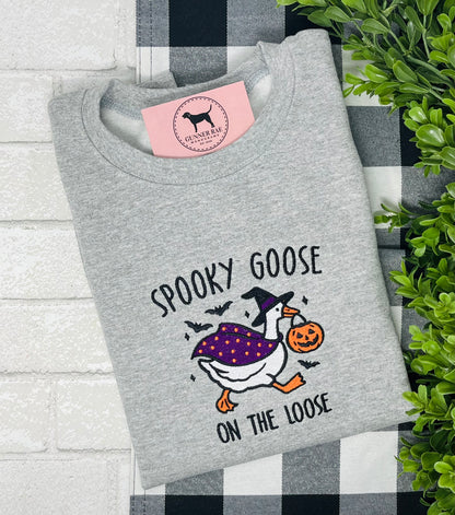 SPOOKY GOOSE ON THE LOOSE Embroidered T-shirt or Sweatshirt