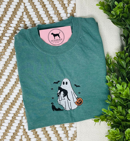 GHOST WITH CATS Embroidered T-shirt or Sweatshirt