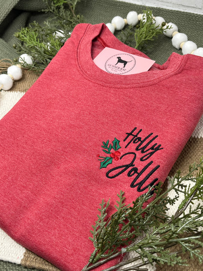 HOLLY JOLLY Embroidered T-shirt or Sweatshirt
