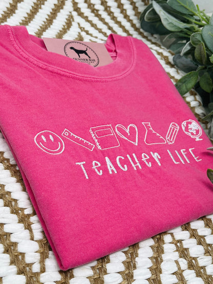 TEACHER LIFE Embroidered T-shirt or Sweatshirt