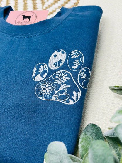 FLORAL DOG PAW Embroidered T-shirt or Sweatshirt