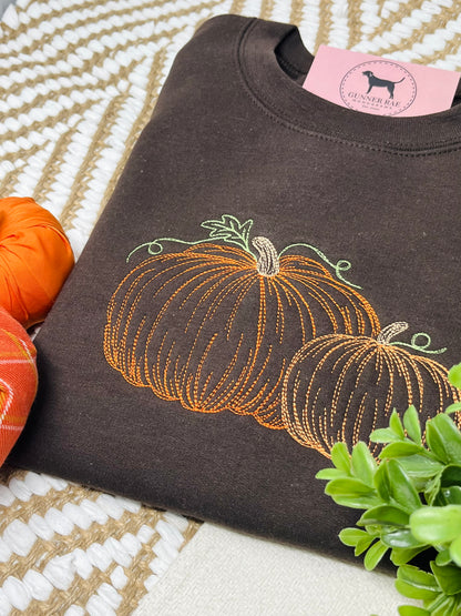 PUMPKIN SKETCH Embroidered T-shirt or Sweatshirt