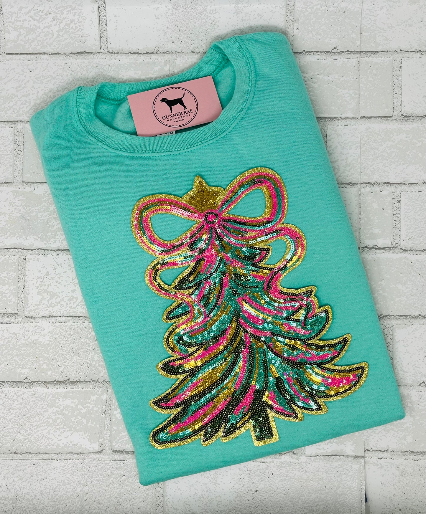 CHRISTMAS TREE SEQUIN PATCH T-shirt or Sweatshirt