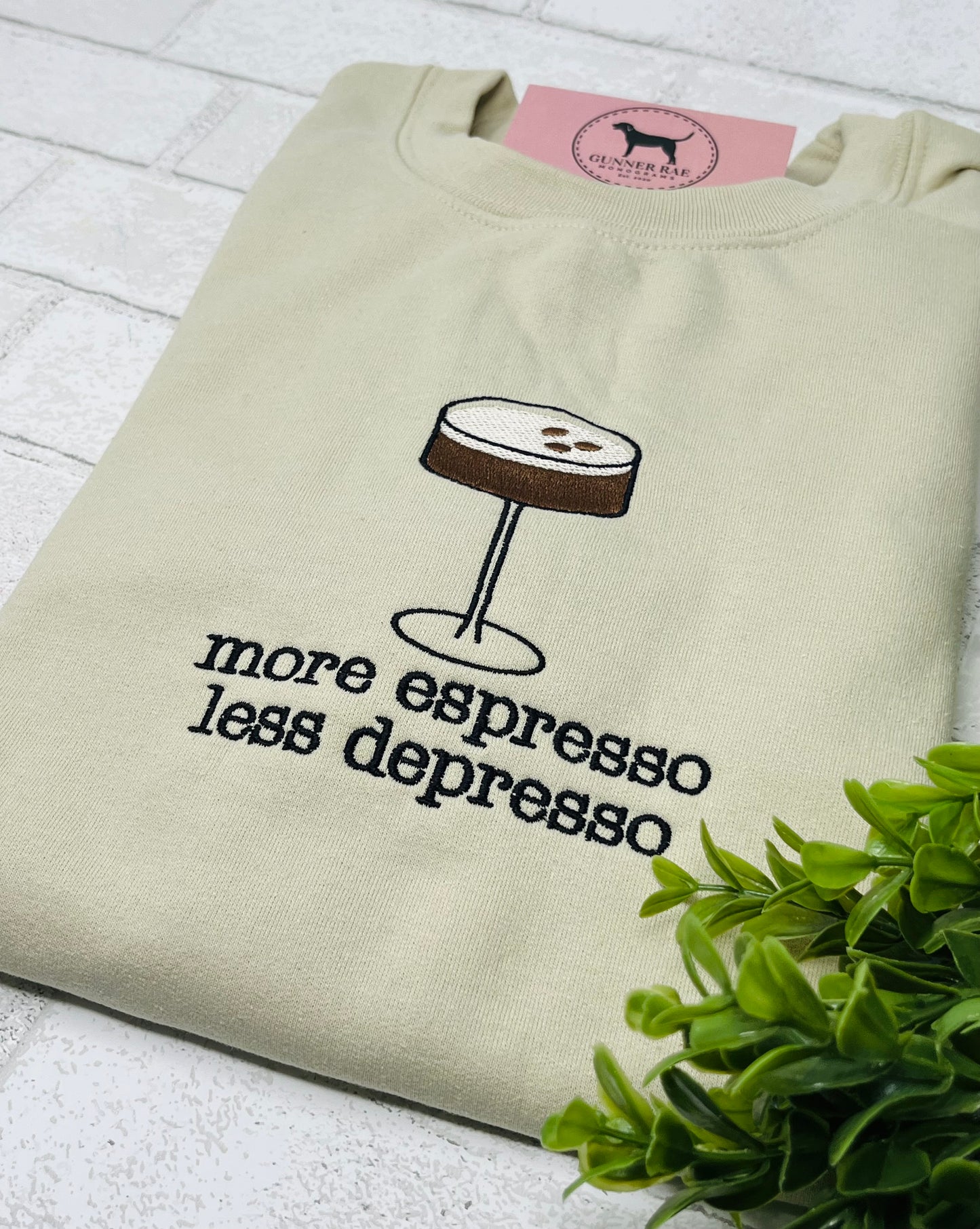 MORE ESPRESSO, LESS DEPRESSO Embroidered T-shirt or Sweatshirt