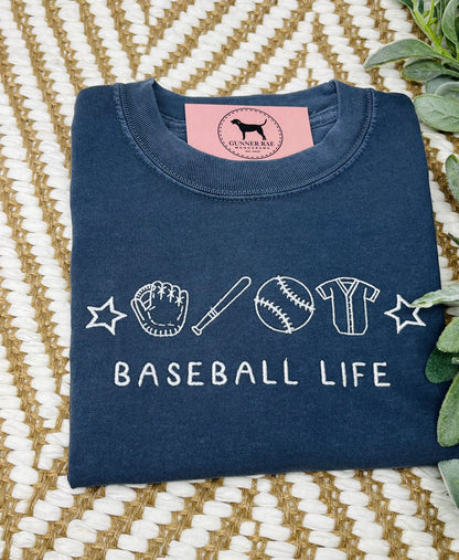 BASEBALL LIFE Embroidered T-shirt or Sweatshirt