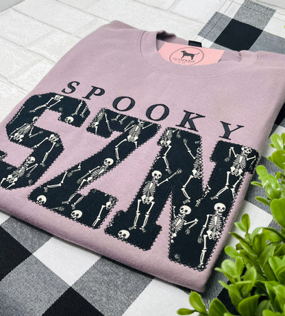 SPOOKY SZN Applique Embroidered T-shirt or Sweatshirt