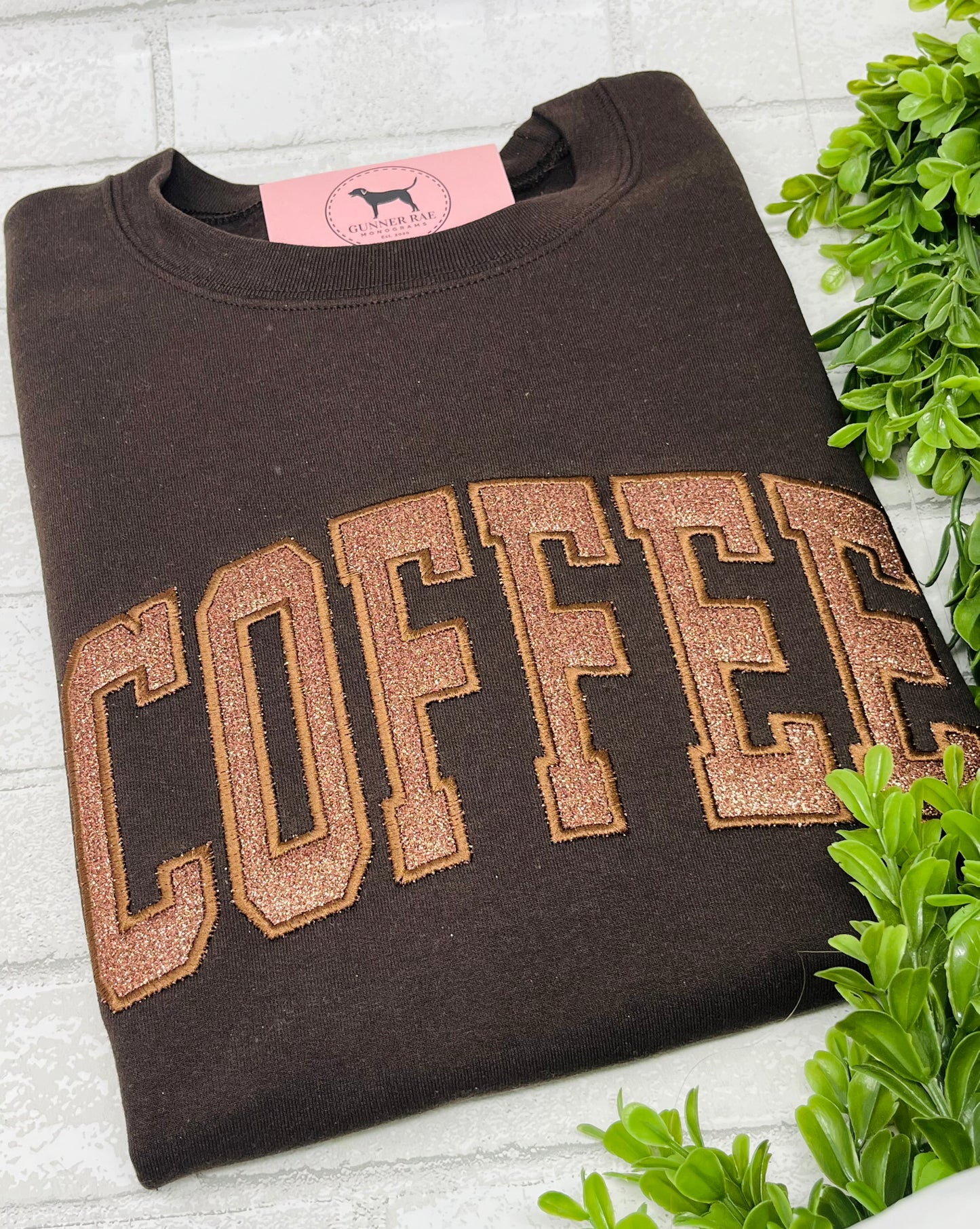 COFFEE GLITTER Embroidered T-shirt or Sweatshirt