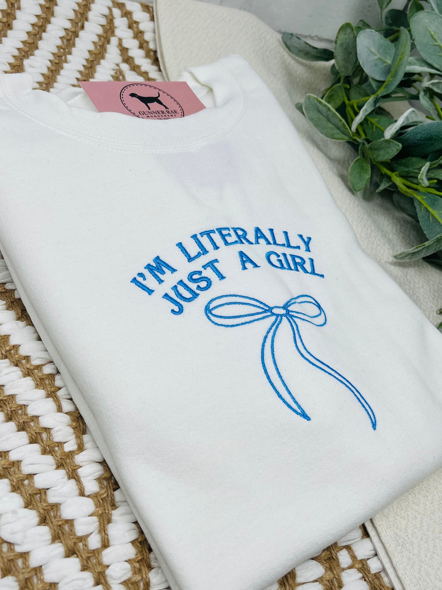 LITERALLY JUST A GIRL BOW Embroidered T-shirt or Sweatshirt