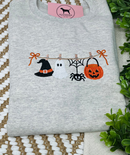 HALLOWEEN CLOTHESLINE Embroidered T-shirt or Sweatshirt