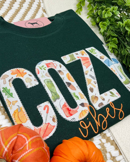 COZY VIBES Applique Embroidered T-shirt or Sweatshirt