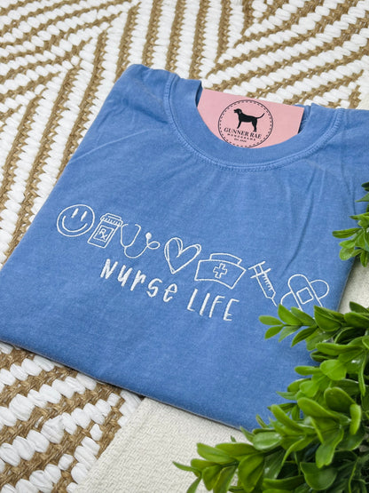 NURSE LIFE Embroidered T-shirt or Sweatshirt