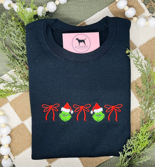 GREEN MONSTER BOWS Embroidered T-shirt or Sweatshirt