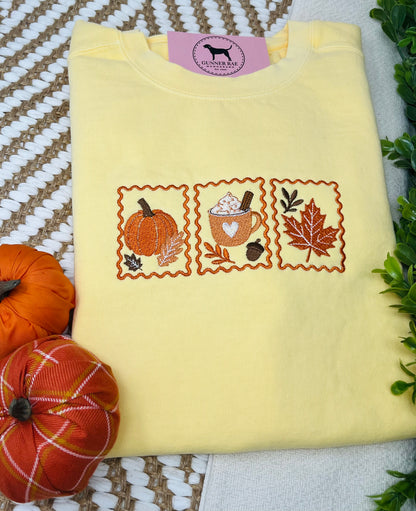 FALL STAMP TRIO Embroidered T-shirt or Sweatshirt