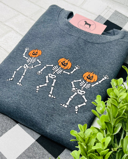 DANCING SKELETONS Embroidered T-shirt or Sweatshirt