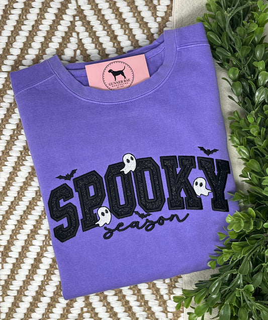 SPOOKY SEASON GLITTER Applique Embroidered T-shirt or Sweatshirt