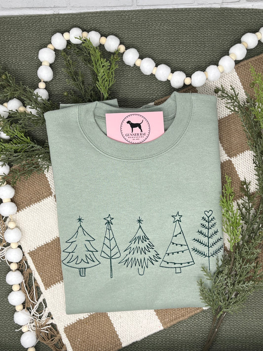 CHRISTMAS TREES Embroidered T-shirt or Sweatshirt