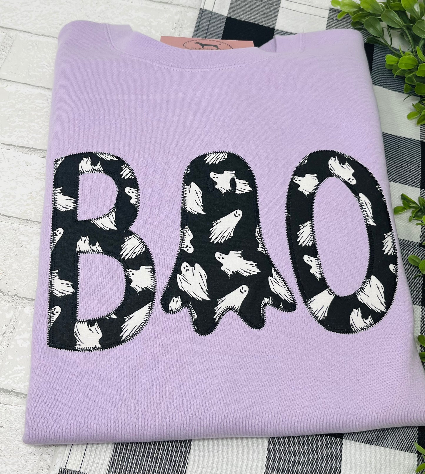 BOO GHOST Applique Embroidered T-shirt or Sweatshirt