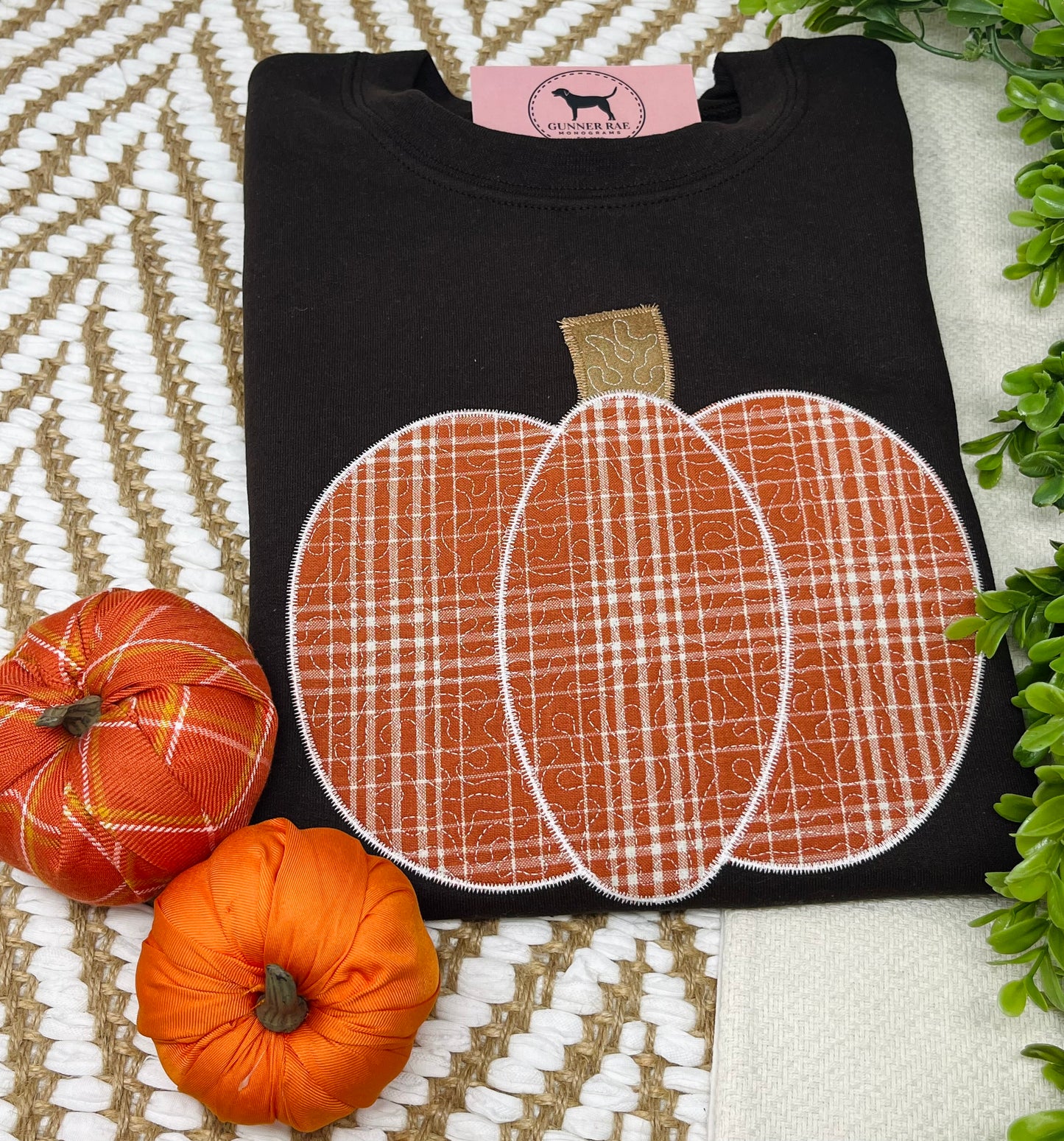 QUILTED PUMPKIN Applique Embroidered T-shirt or Sweatshirt