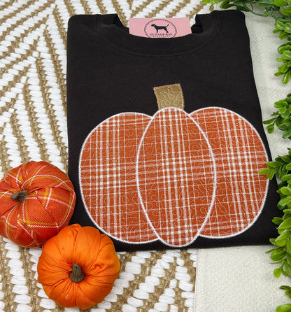 QUILTED PUMPKIN Applique Embroidered T-shirt or Sweatshirt