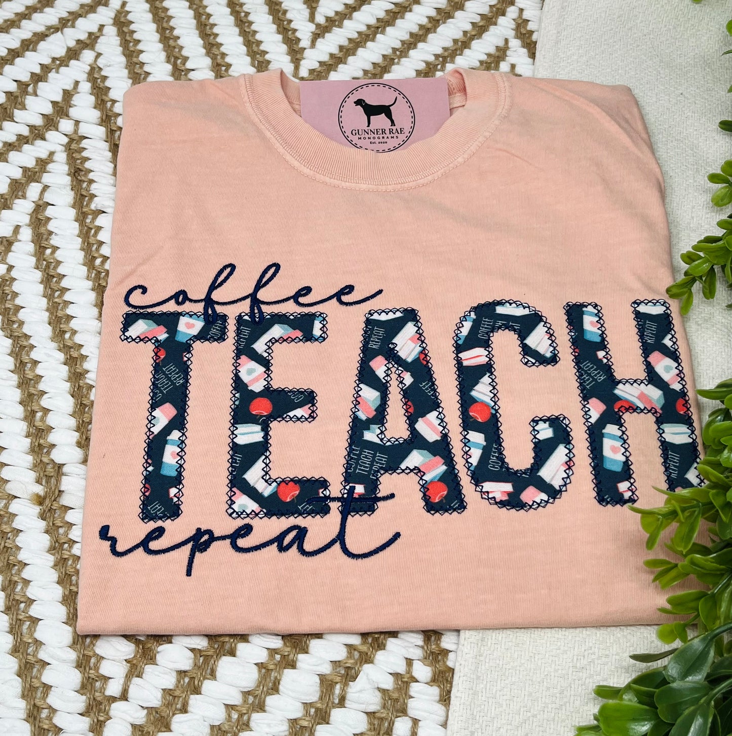 COFFEE TEACH REPEAT Applique T-shirt or Sweatshirt