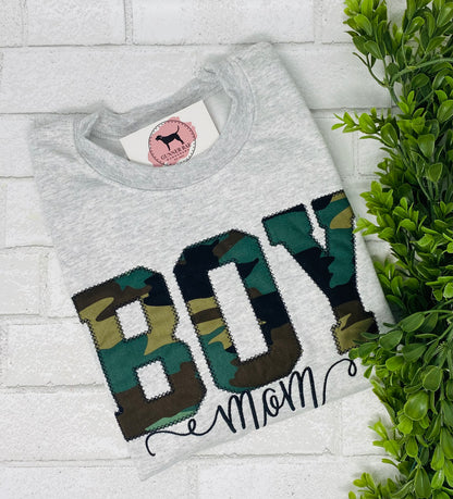 BOY MOM Applique Embroidered T-shirt or Sweatshirt