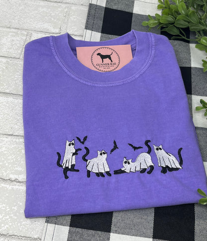 CAT GHOSTS Embroidered T-shirt or Sweatshirt