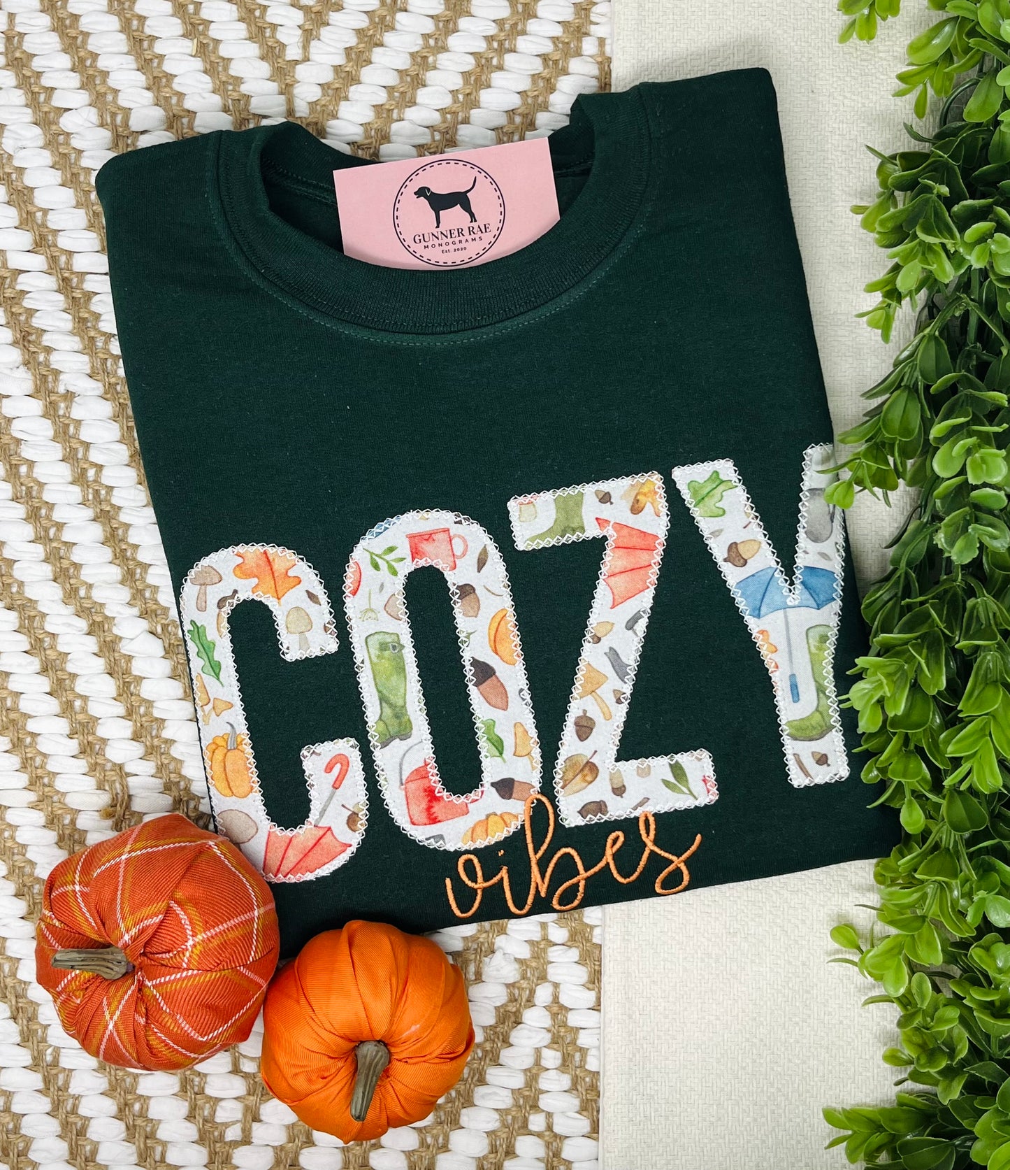 COZY VIBES Applique Embroidered T-shirt or Sweatshirt
