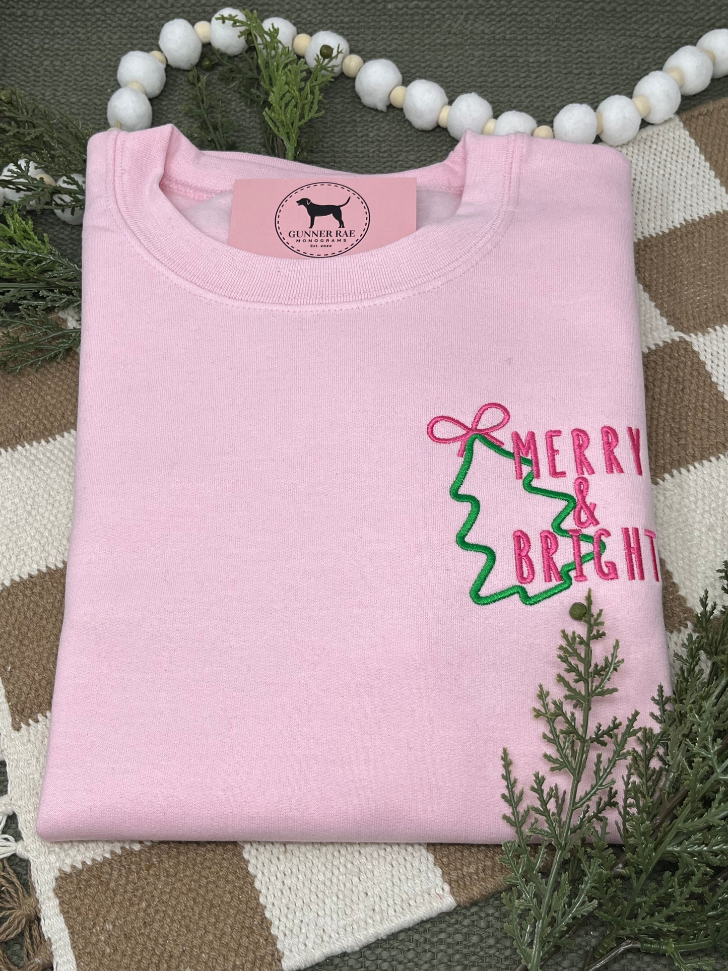 MERRY & BRIGHT TREE Embroidered T-shirt or Sweatshirt