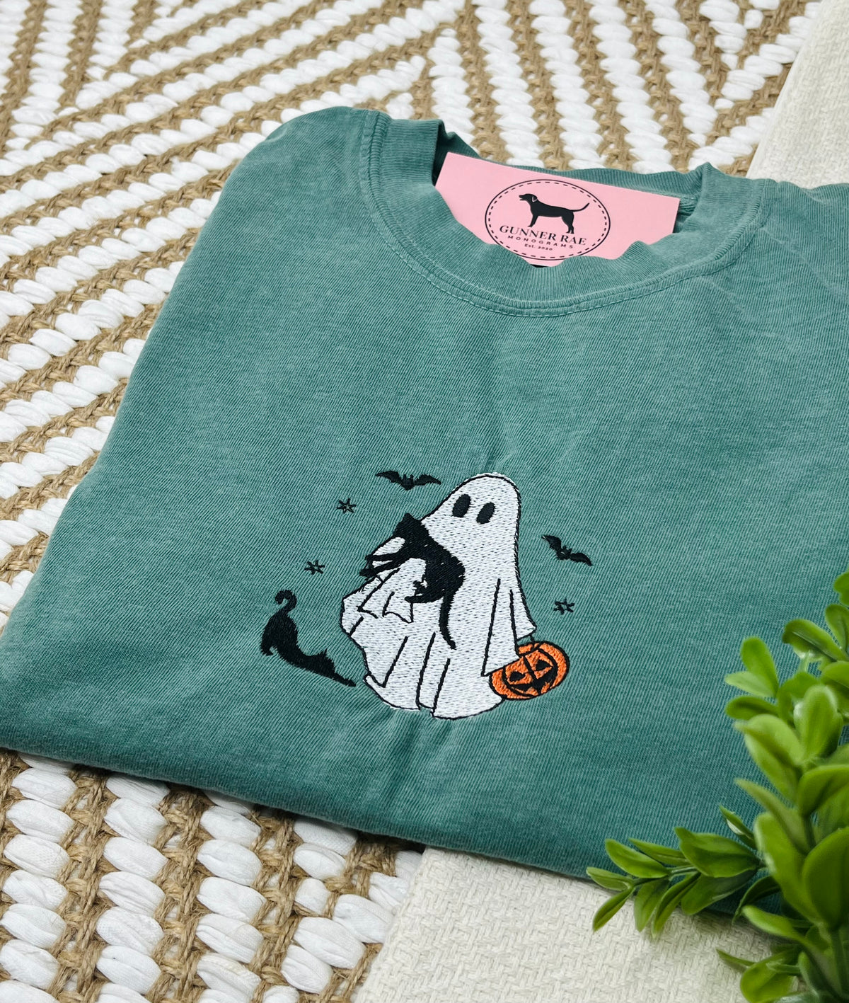 GHOST WITH CATS Embroidered T-shirt or Sweatshirt