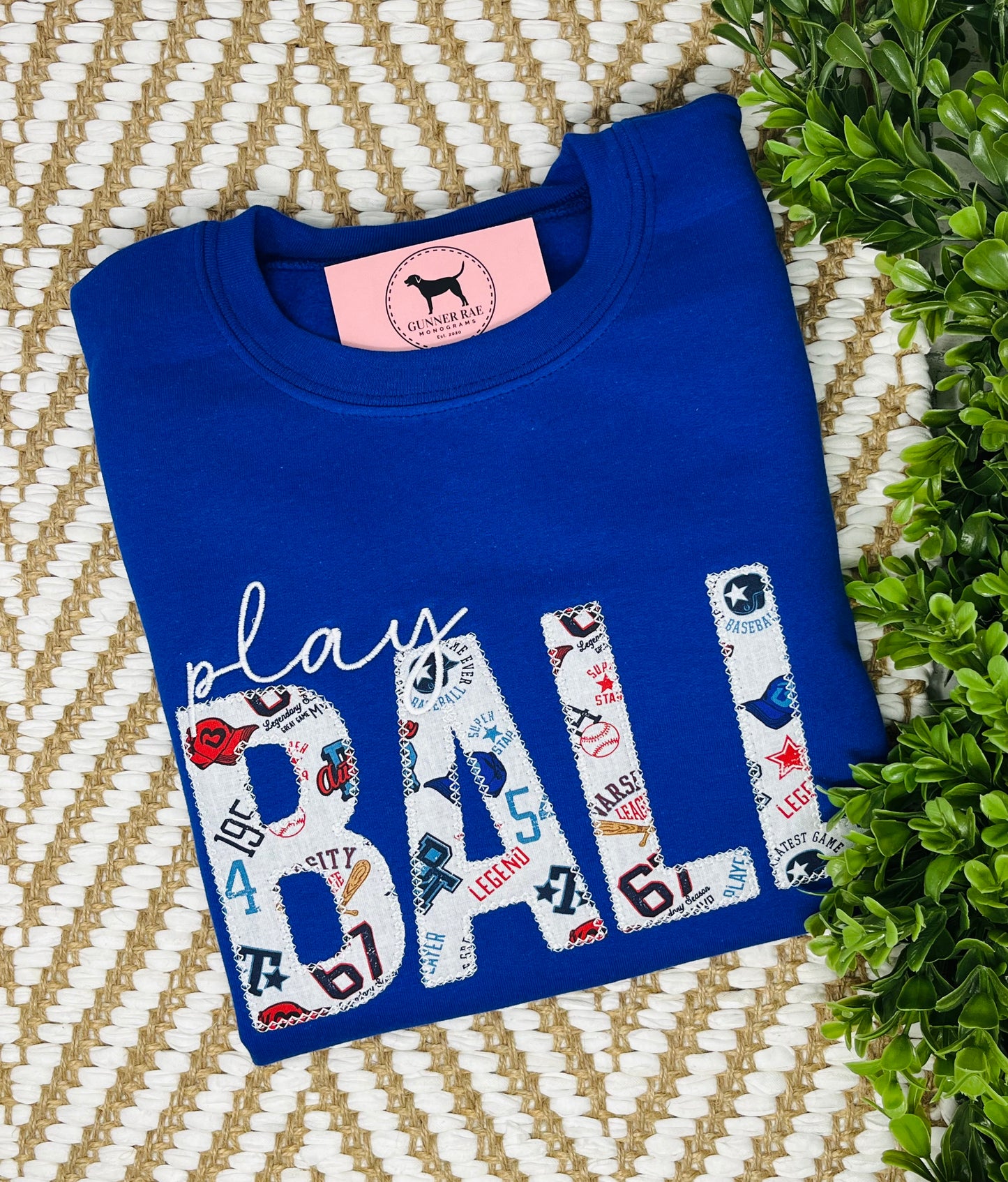 PLAY BALL APPLIQUE Embroidered T-shirt or Sweatshirt