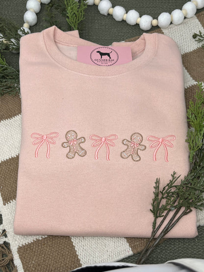 GINGERBREAD BOWS Embroidered T-shirt or Sweatshirt
