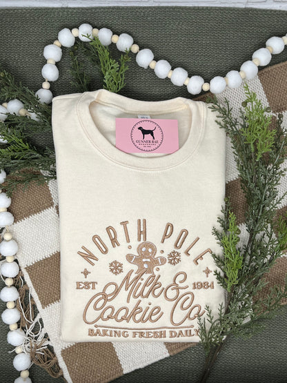 NORTH POLE MILK & COOKIE CO Embroidered T-shirt or Sweatshirt