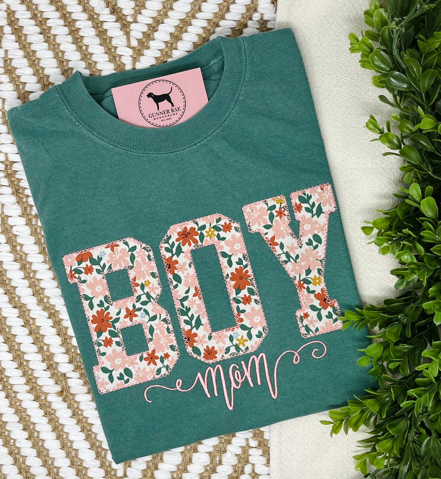 BOY MOM Applique Embroidered T-shirt or Sweatshirt
