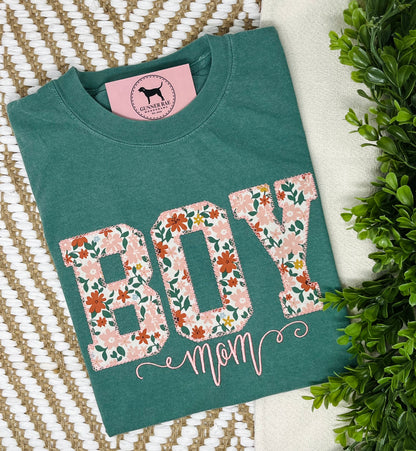 BOY MOM Applique Embroidered T-shirt or Sweatshirt