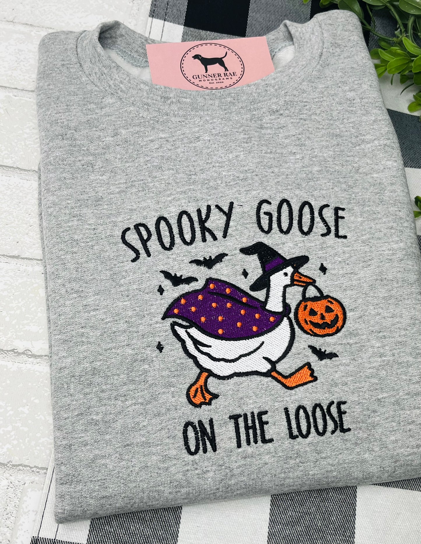 SPOOKY GOOSE ON THE LOOSE Embroidered T-shirt or Sweatshirt