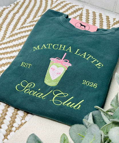 MATCHA LATTE SOCIAL CLUB Custom Embroidered T-shirt or Sweatshirt