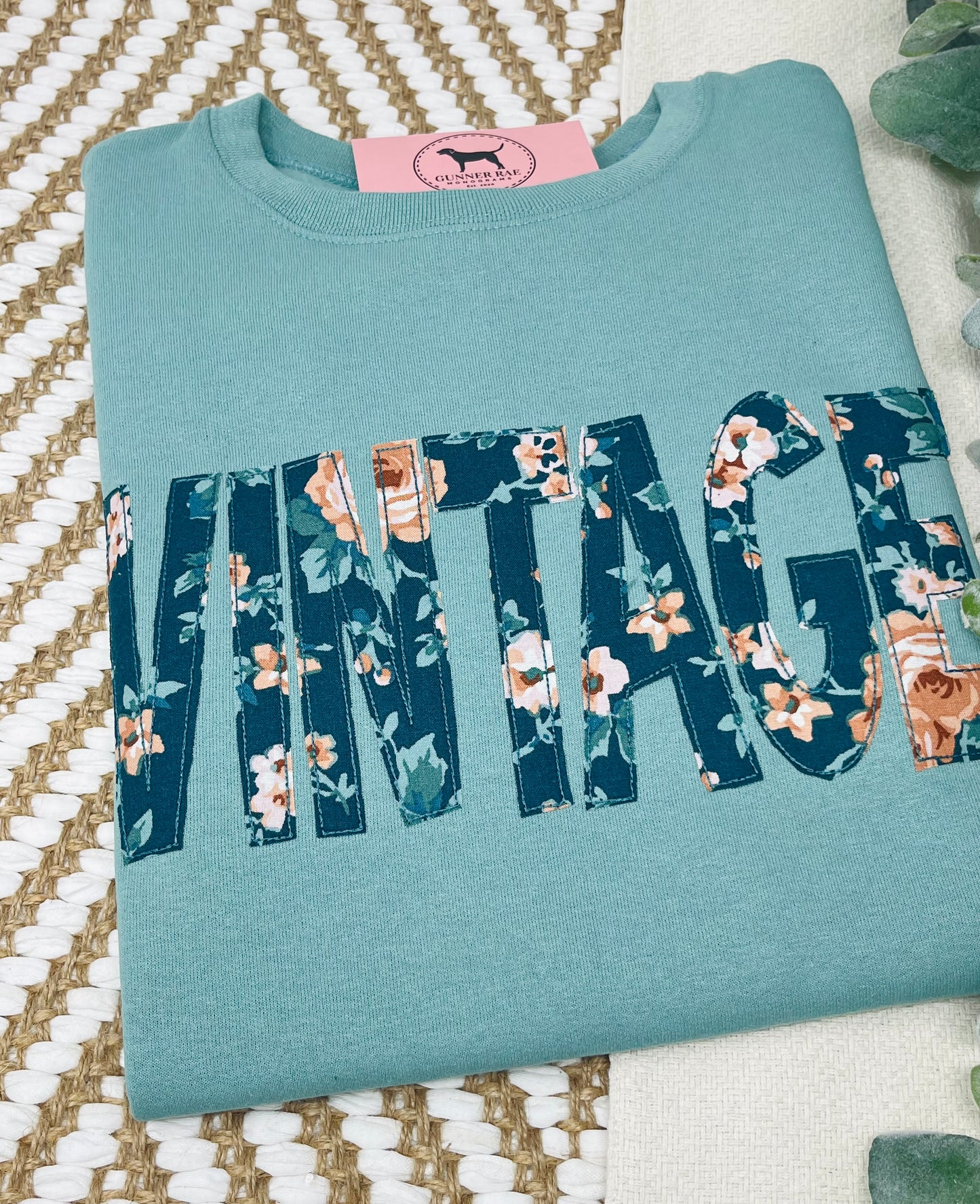 VINTAGE APPLIQUE Custom Embroidered T-shirt or Sweatshirt