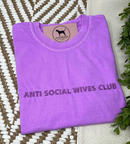 ANTI SOCIAL WIVES CLUB Custom Embroidered T-shirt or Sweatshirt