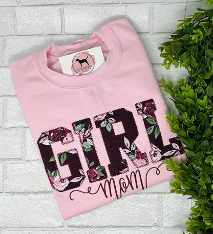 GIRL MOM Applique Embroidered T-shirt or Sweatshirt